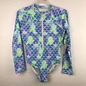Wonder Nation Mermaid RashGuard 1 pc Girls Long Sleeve UPF 50+